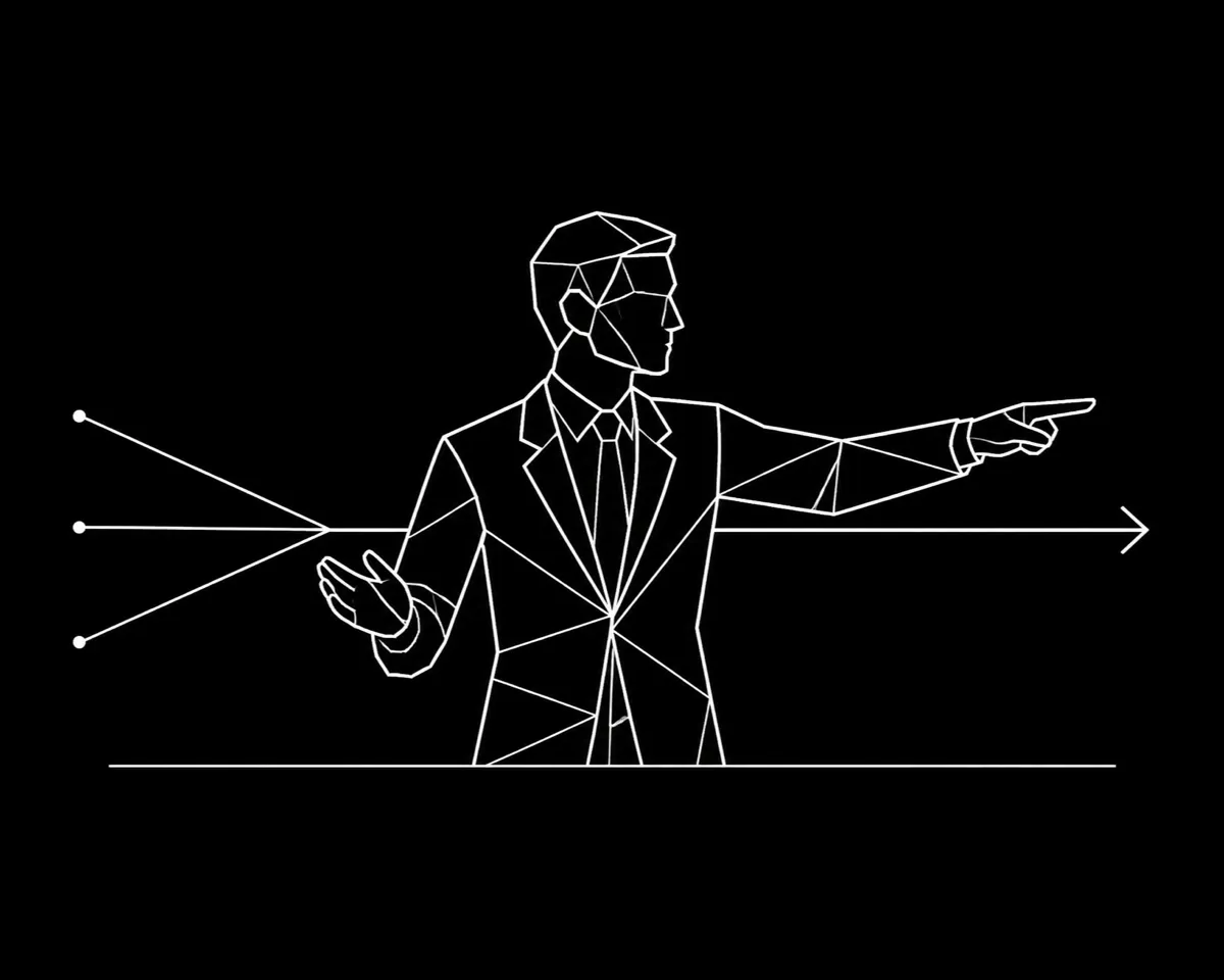A figure bringing several lines into one direction