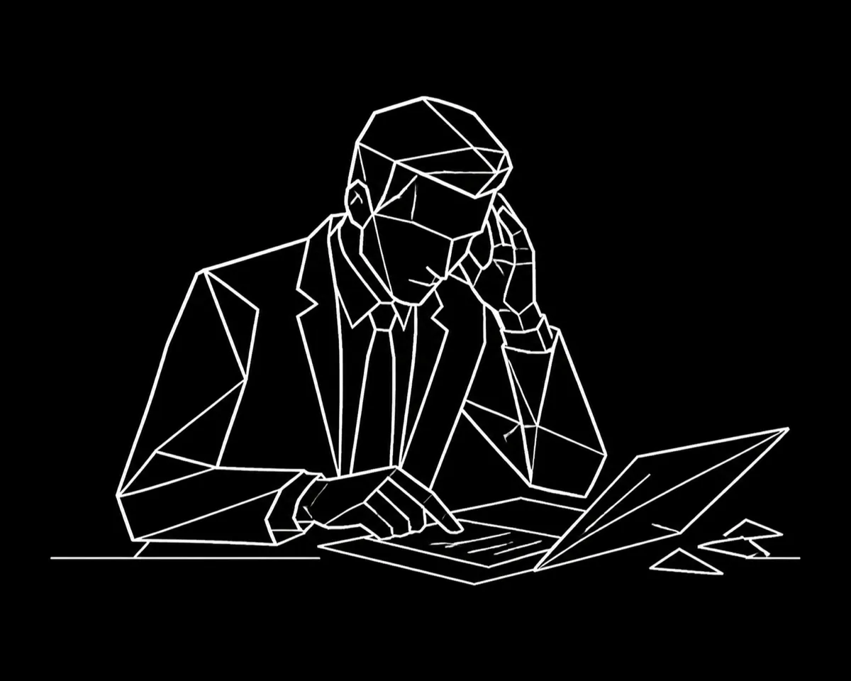 A figure reading a brief that is still incomplete