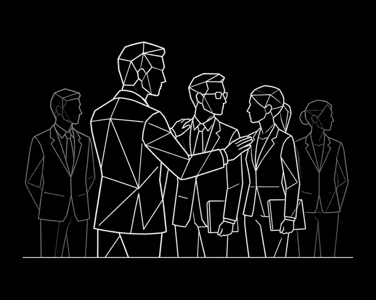 A figure choosing who enters the project