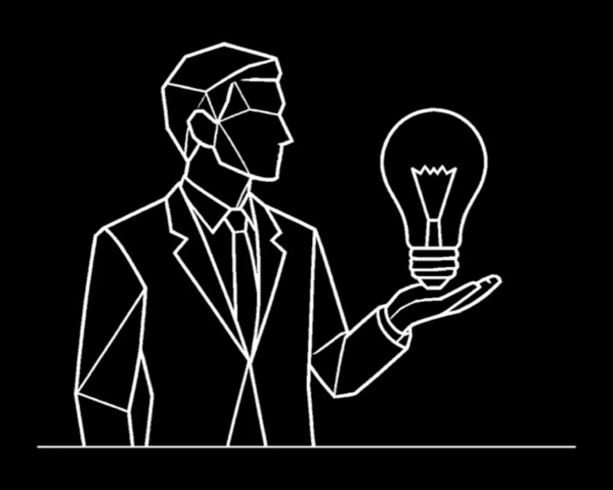 A figure presenting an idea, shown as a lightbulb